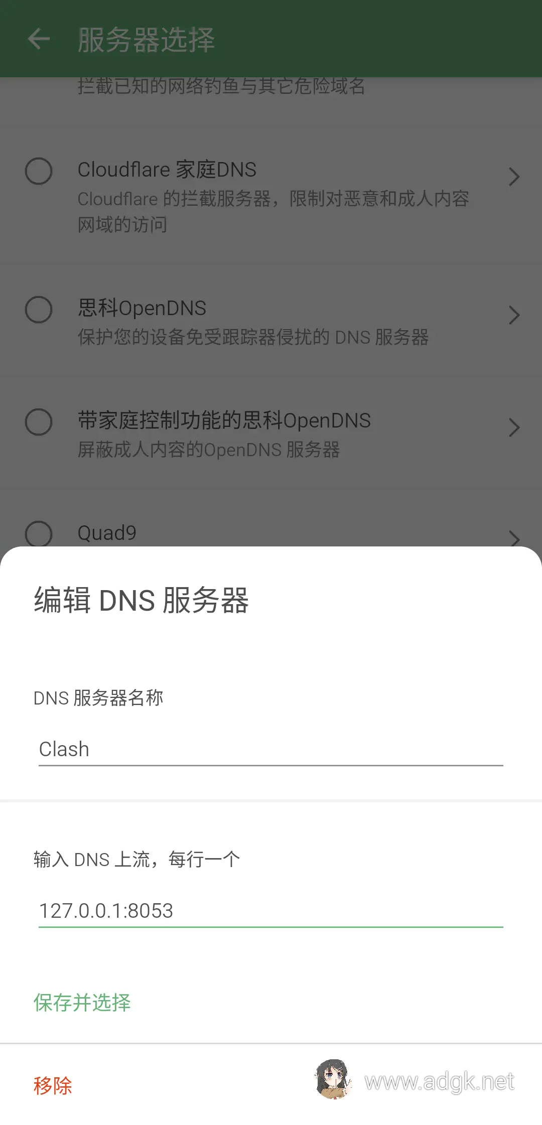 填写Clash内置DNS服务器